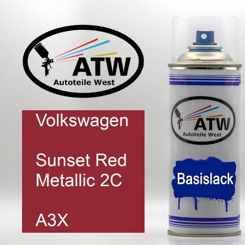 Volkswagen, Sunset Red Metallic 2C, A3X: 400ml Sprühdose, von ATW Autoteile West.